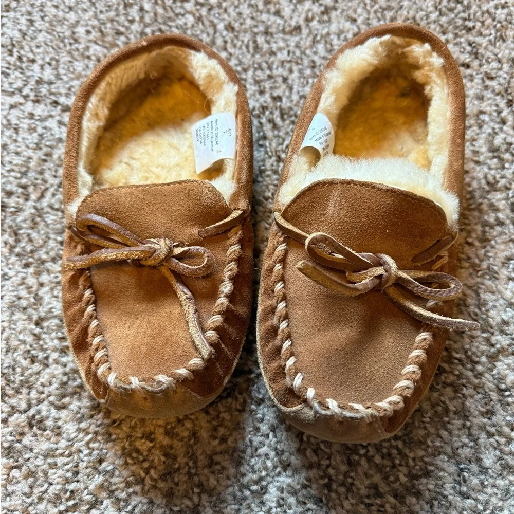 L.L. Bean Kids Moccasins - Tan and Cream